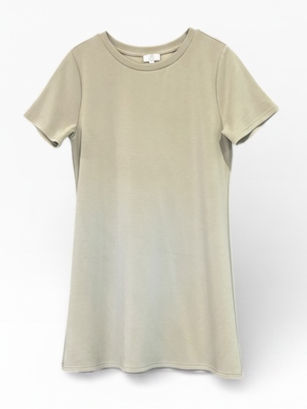 P Cill Butter Taupe Modal Etta Short Sleeve Crew Neck Dress Women’s Size Large - Picture 3 of 9